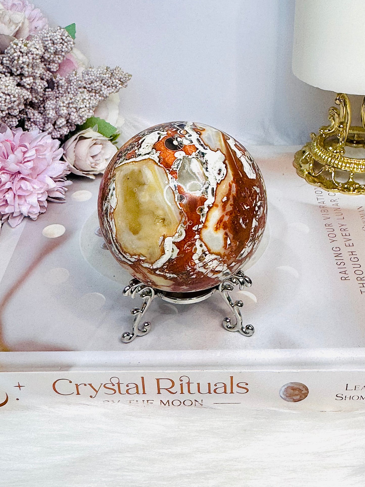 Large Money Agate Sphere on Stand 320g