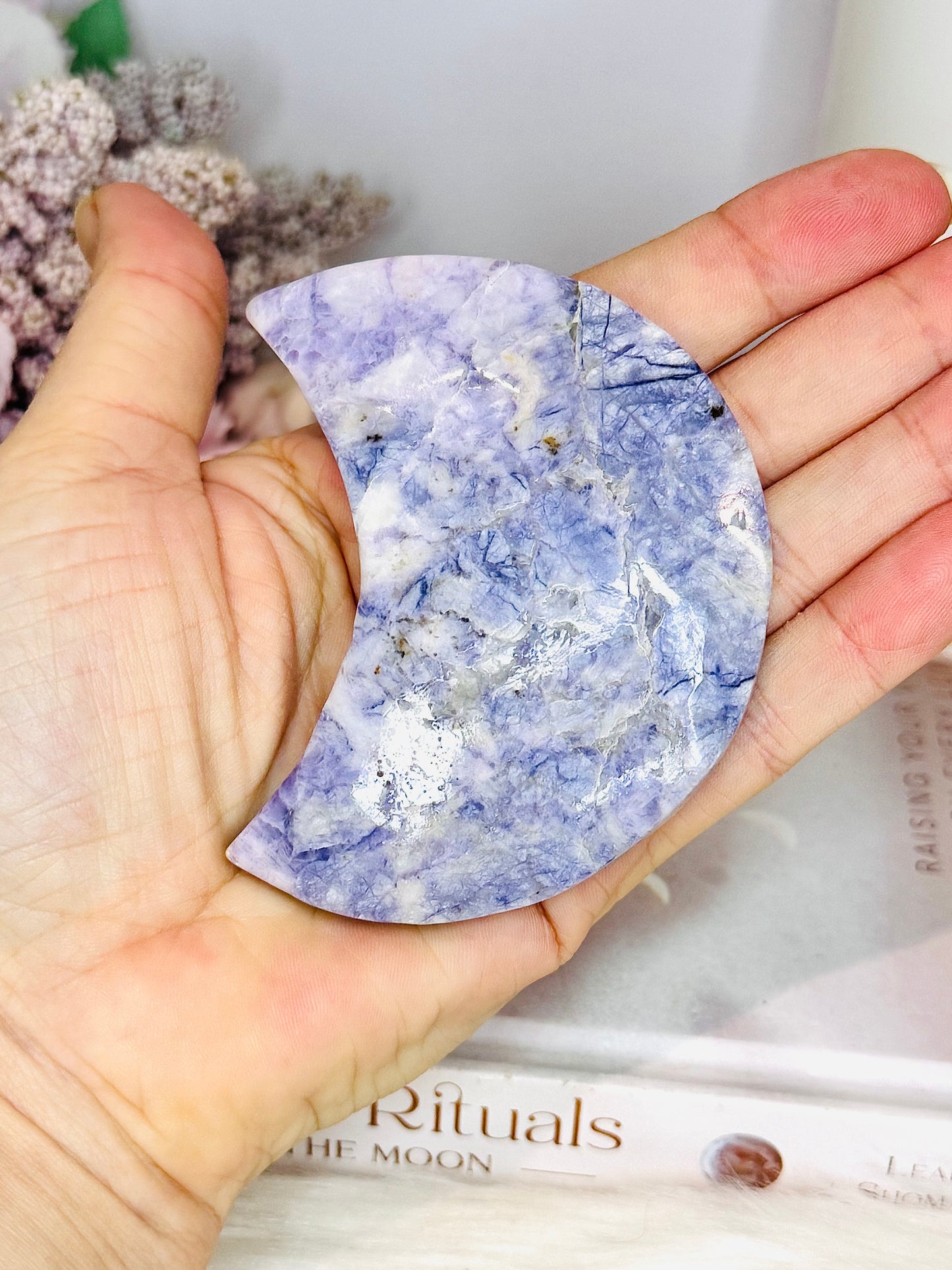 Purple Opalised Fluorite Moon 8cm