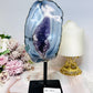 Large Amethyst X Agate Natural Druzy Freeform on Stand 21cm 989g