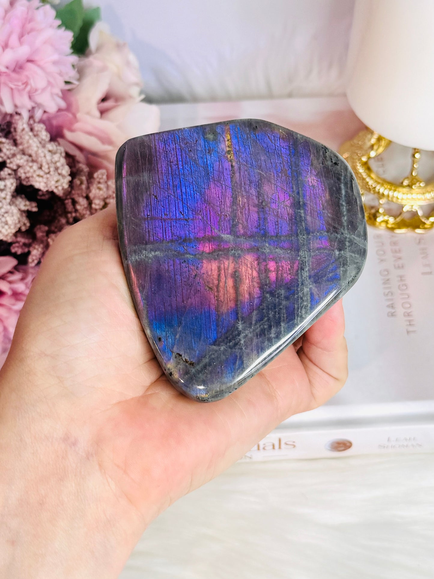 Wow!!! Gorgeous Labradorite Polished Freeform Full of Hot Pink & Purple Flash 372grams