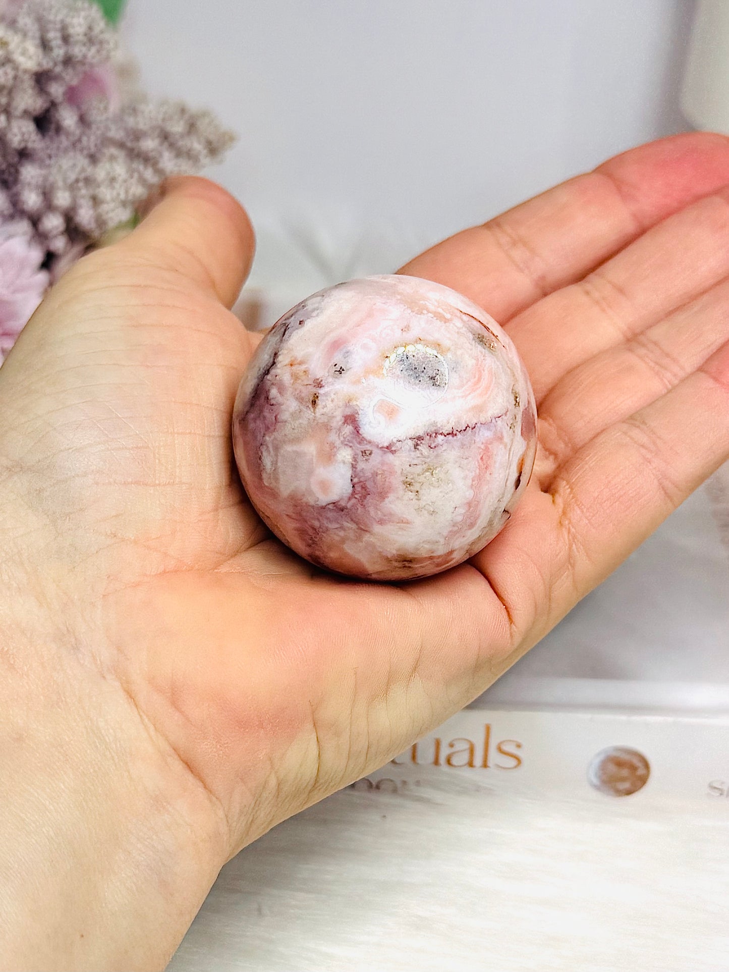 Flower Carnelian Sphere on Stand 118g