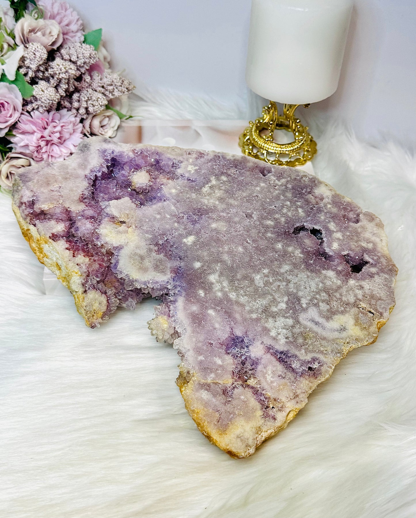 High Grade Pink Amethyst Large Druzy Slab 24.5cm 2.3KG