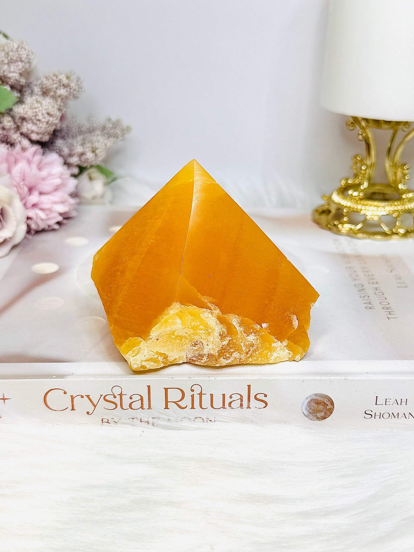 Orange Calcite Top Polished Point 329g