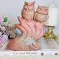 Incredibly Carved Huge Pink Opal Owls 16.5cm 1.15KG
