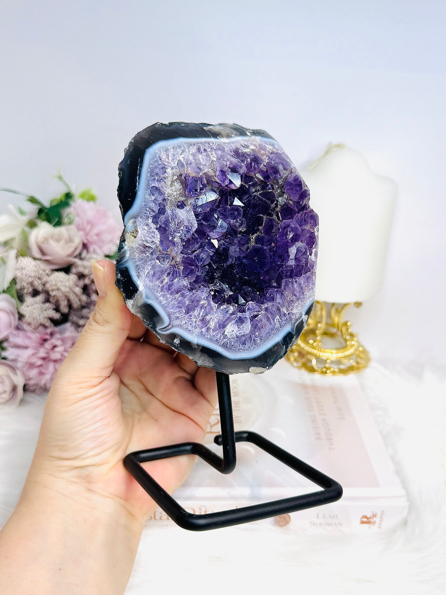 Large Natural Amethyst Cluster On Stand 16cm 745g