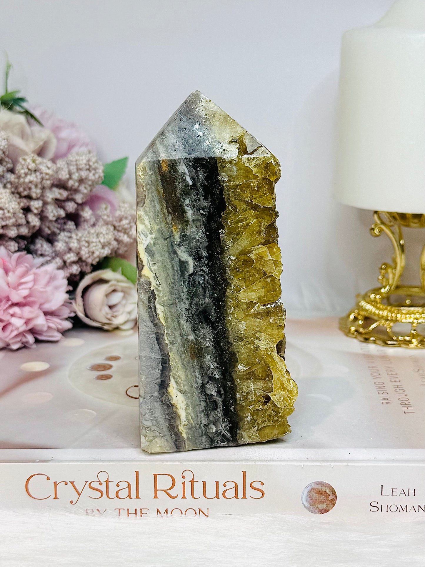 Fluorite X Pyrite Druzy Tower 11.5cm 448g