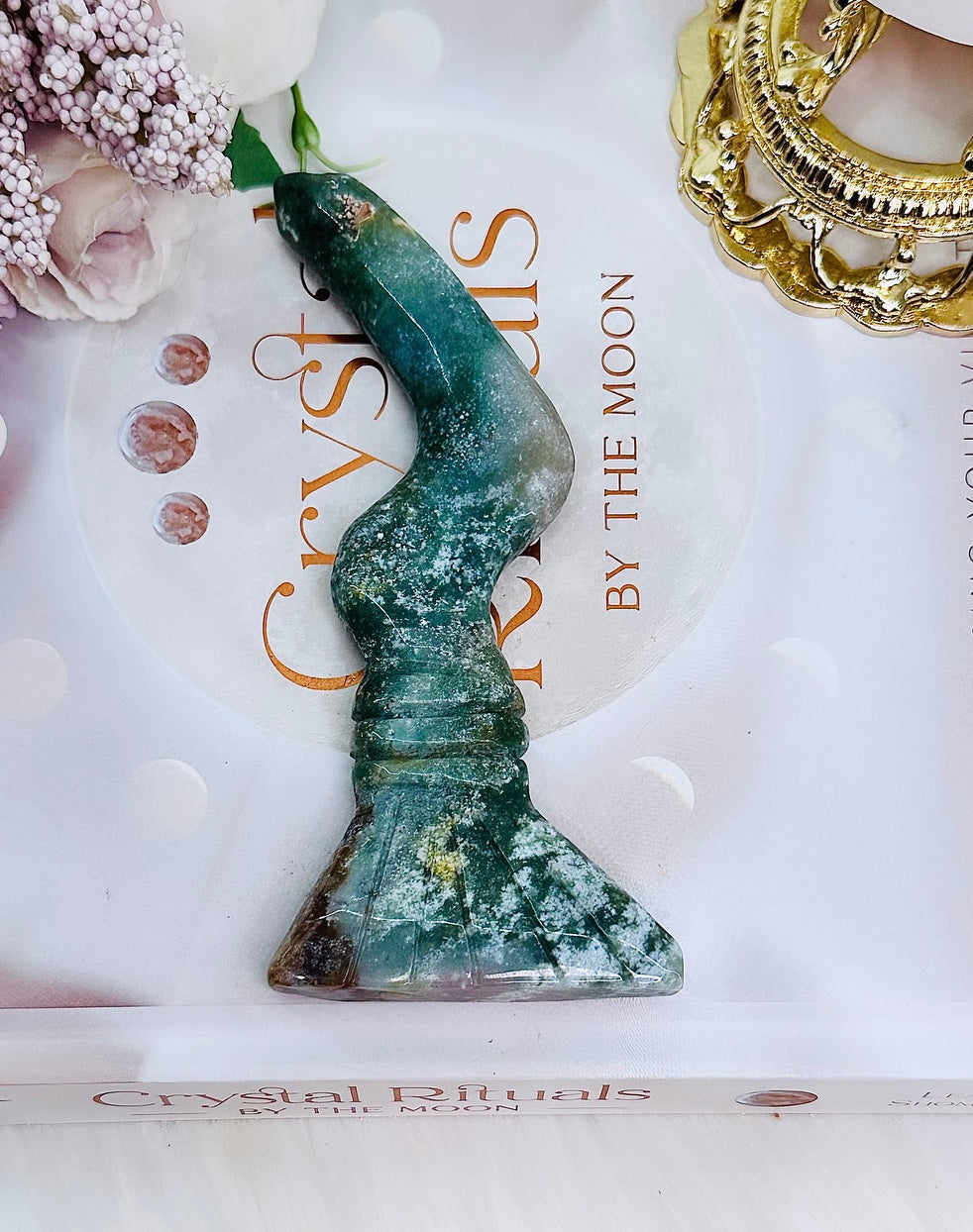 Beautiful 12cm Ocean Jasper Carved Broom