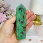 Ruby Fuchsite Tower 12cm ~ Reduced as has been broken & repaired