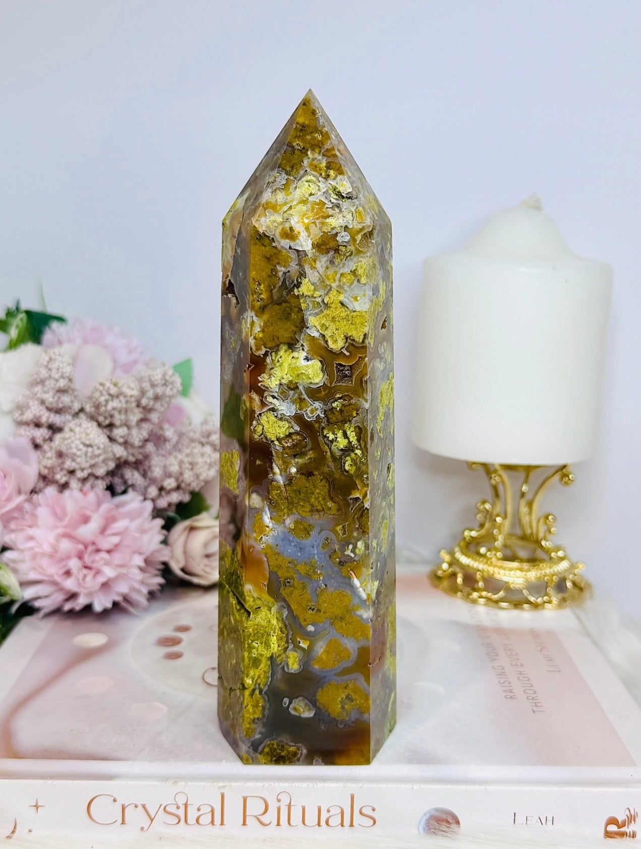 Large Green Opal Druzy Chunky Tower 18cm 668g