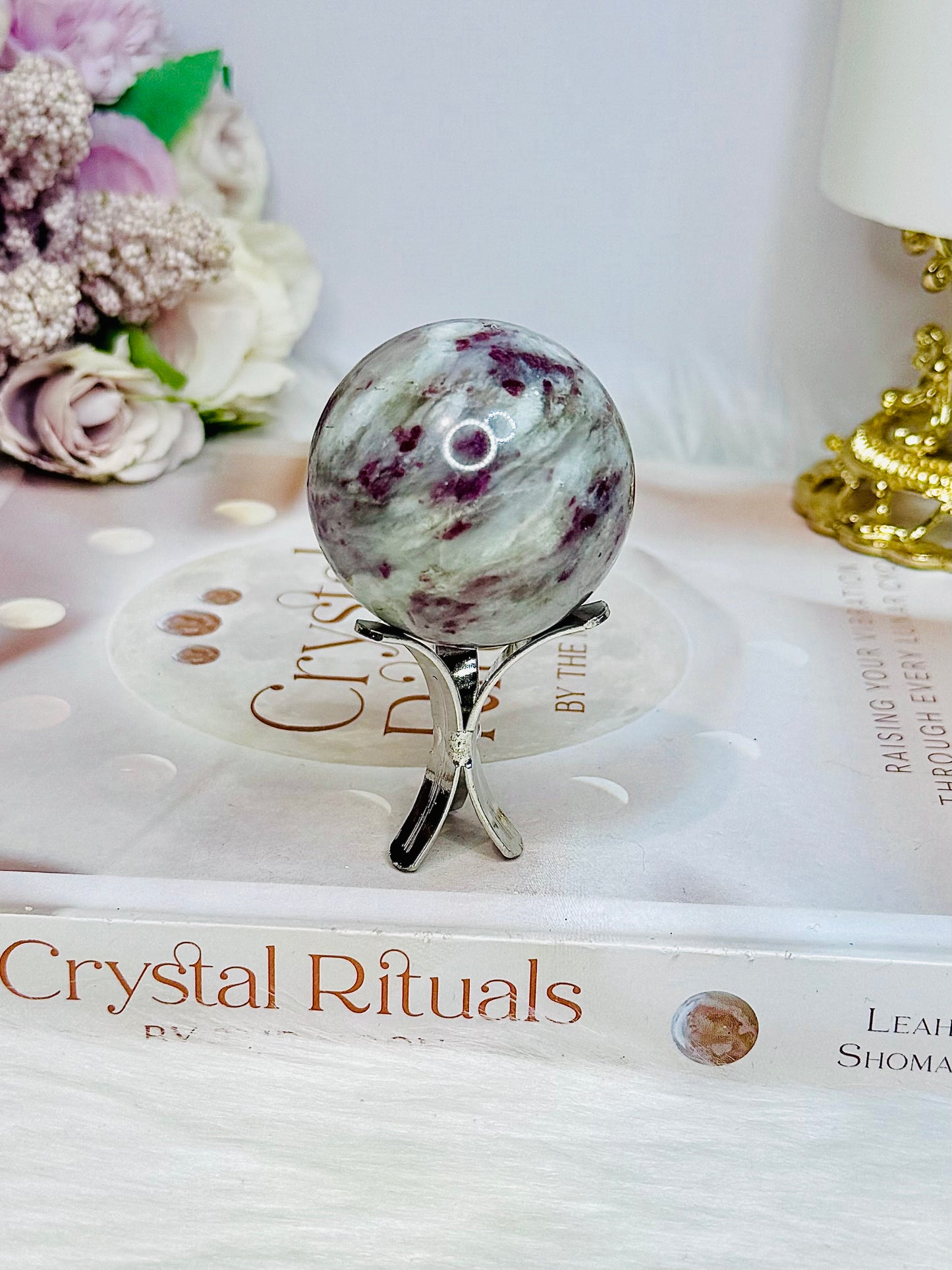 Pink Tourmaline Sphere on Stand 105g
