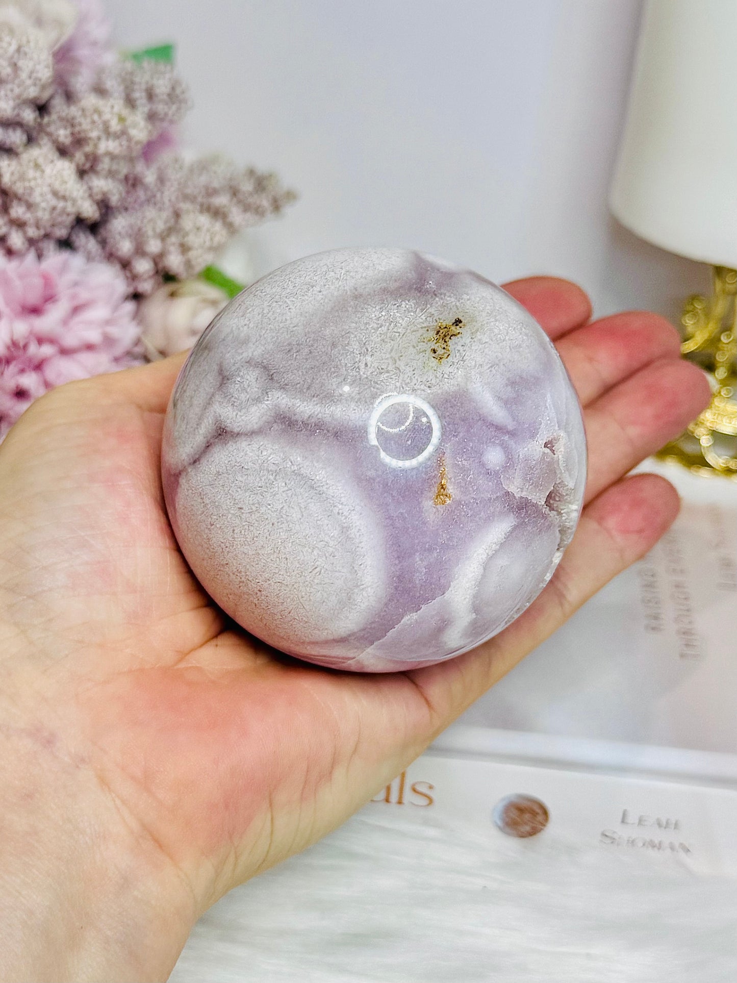 Large Pink Amethyst Druzy Sphere on Glass Stand (stand can be changed) 471g