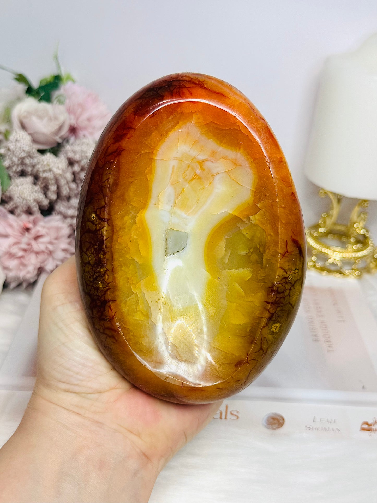 Large Carnelian Carved Bowl 13.5cm 705g
