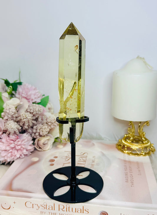 Citrine Tower 19cm Inc Stand (Cut in back of tower)
