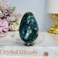 Moss Agate Druzy Egg On Stand 7cm