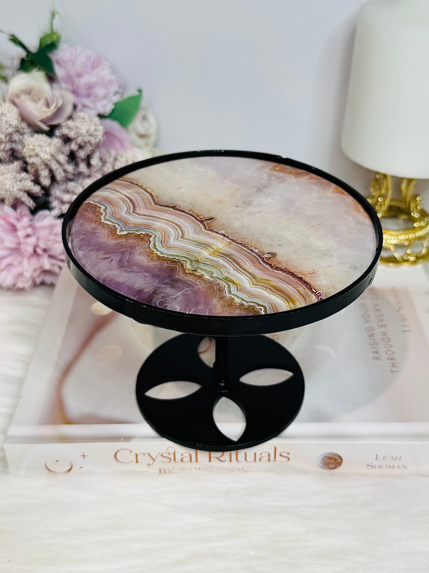 Crazy Lace Amethyst Spinning Top Small Table H:10cm W:12cm