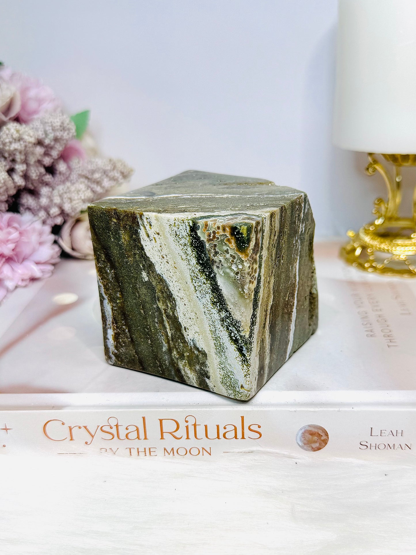Large Ocean Jasper Druzy Cube 616g
