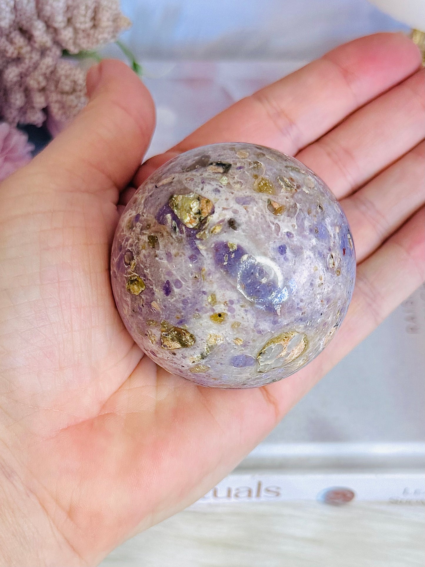 Opalised Fluorite (Tiffany Stone) Sphere on Stand 239g