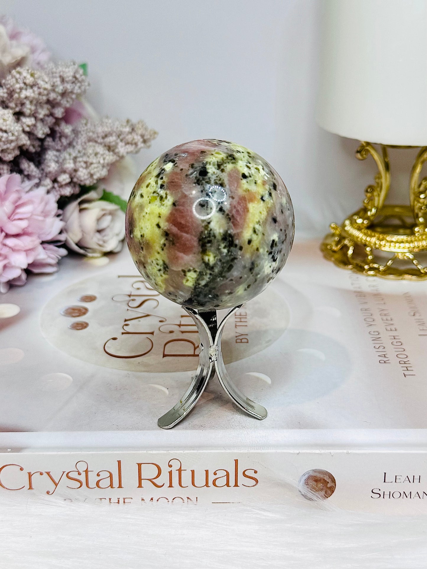 Peach Blossom Tourmaline Sphere On Stand 180g
