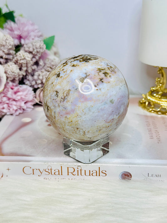 Large Ocean Jasper Sphere On Stand 632g