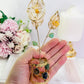 So Beautiful!! Tall 17cm Mixed Crystal Tumbles Gold Tulip Plant | Flower