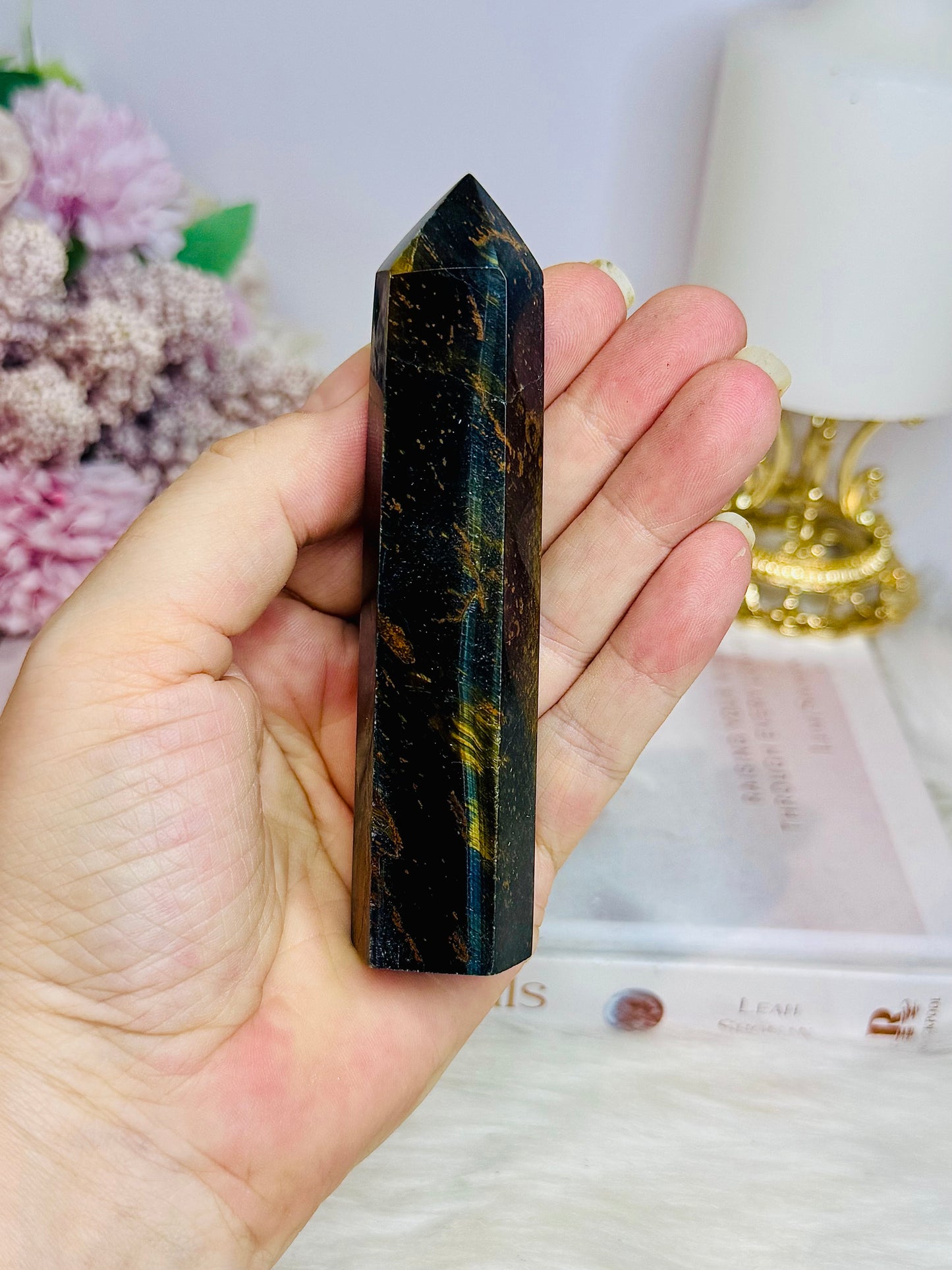 Blue Tigers Eye Tower 11cm