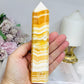 High Grade Orange Calcite Tower 15.5cm