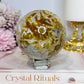 Large Ocean Jasper Rutile Druzy Sphere on Stand