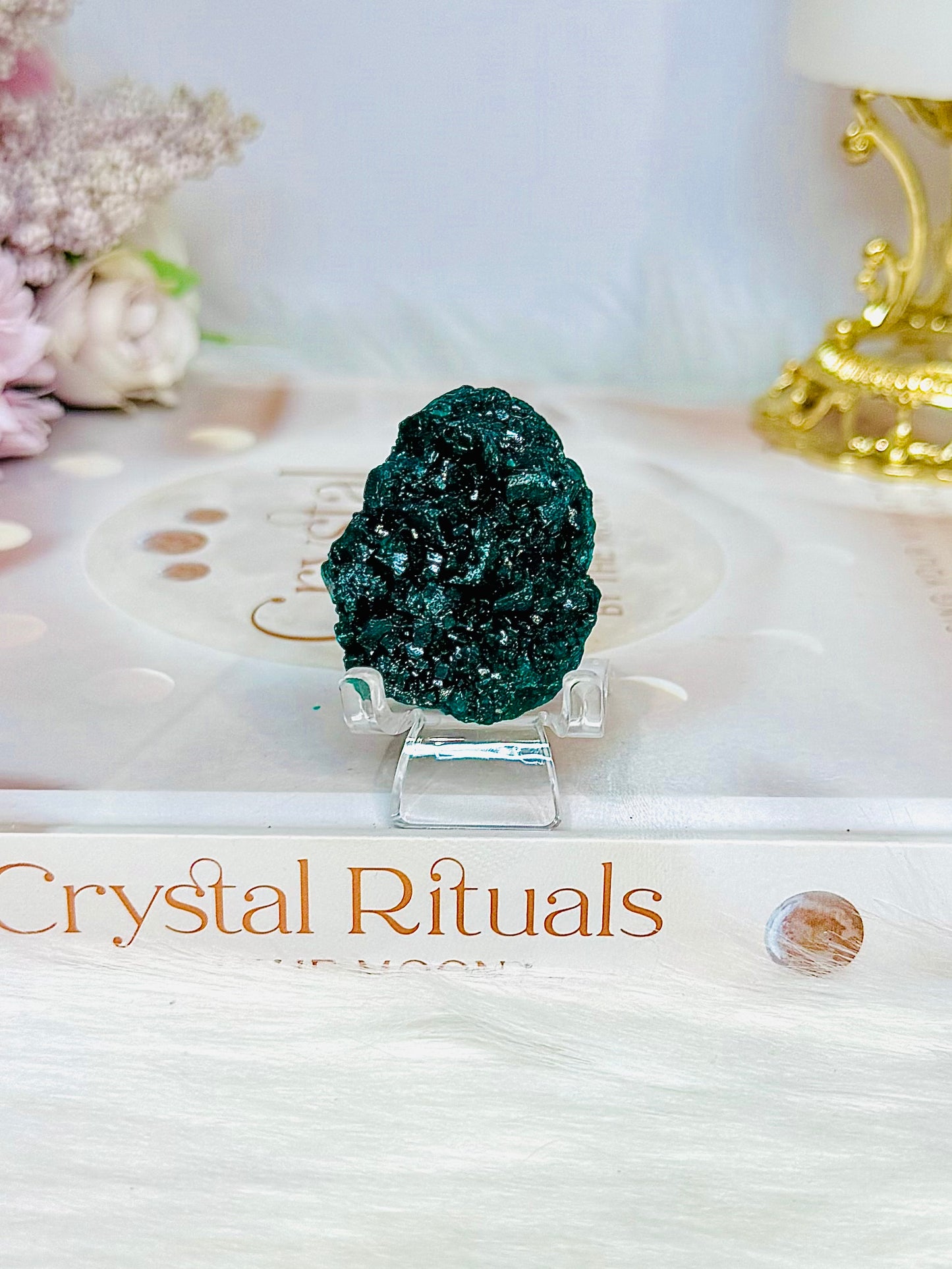 Rare Green Dioptase Specimen On Stand 4cm
