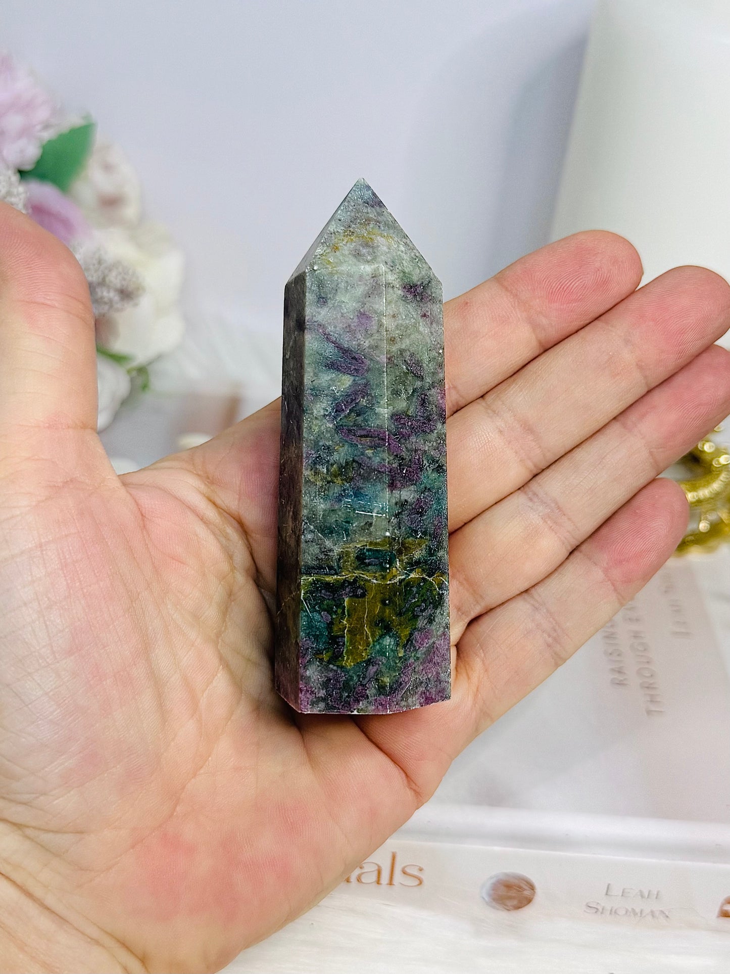 Rare Ruby In Blue Apatite Tower (UV Reactive) 9cm