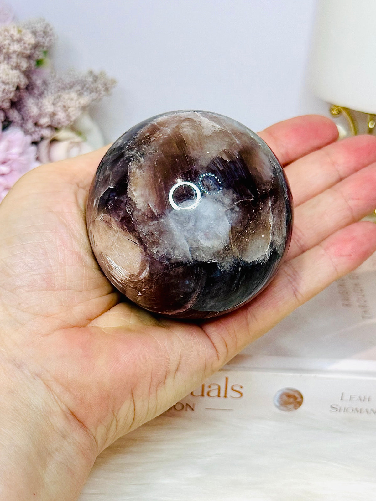 Large Purple Mica Flashy Sphere On Stand 393g
