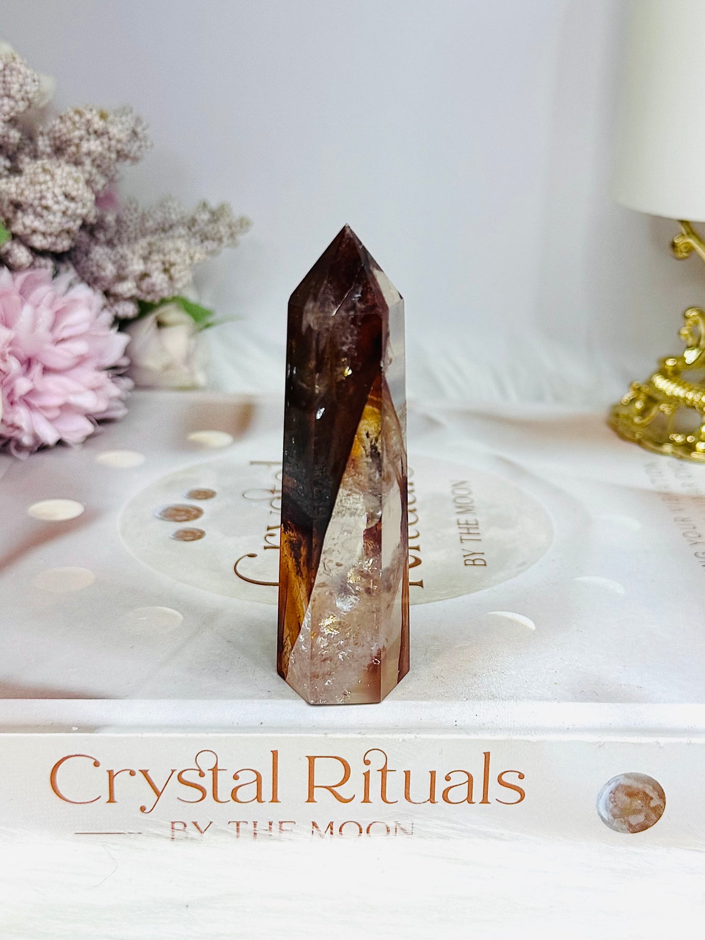 High Grade Fire Quartz Tower with Rainbows 8cm