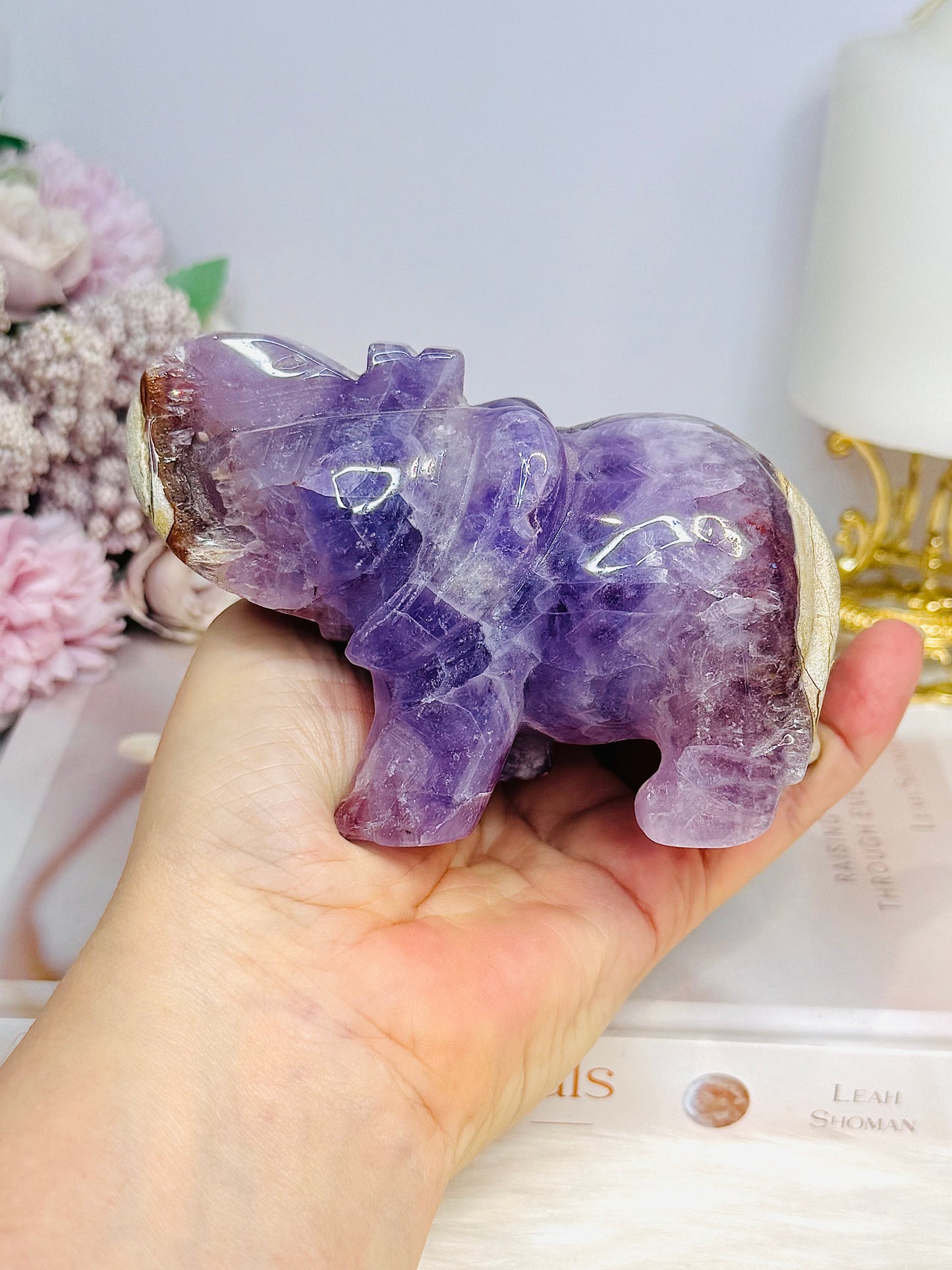 Amethyst X Mexican Lace Agate Elephant 11cm 410g