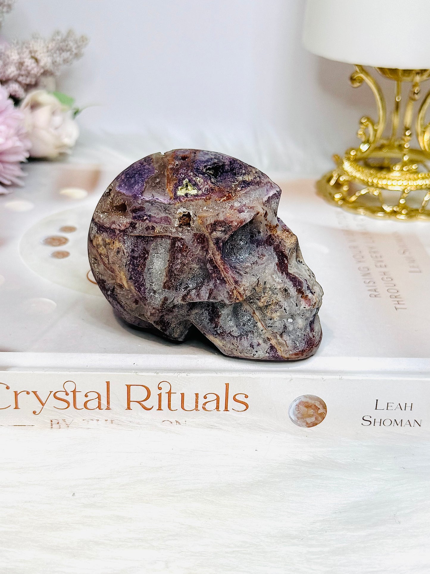 Root Fluorite Druzy Skull 7.5cm 294g