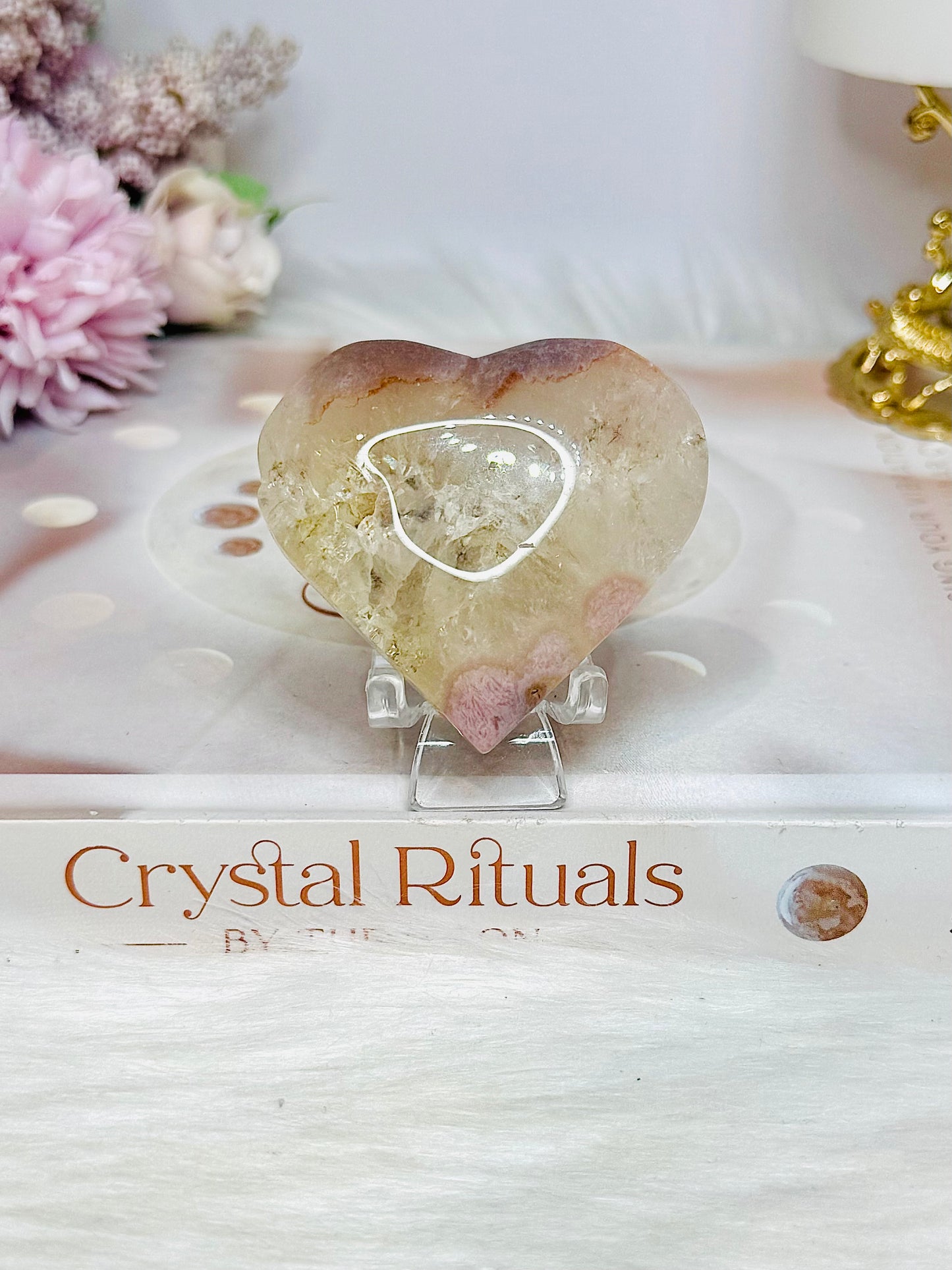 Pink Amethyst Heart On Stand 5cm