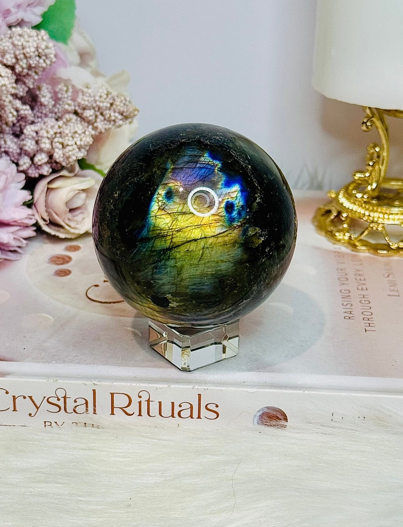 Large Labradorite Sphere with Purple Flash 428g