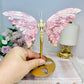 Pink Peruvian Rhodonite Butterfly Wings on Stand 16cm