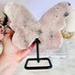 Incredibly Stunning Huge 1.35KG 19.5cm Pink Amethyst Druzy Chunky Butterfly on Stand