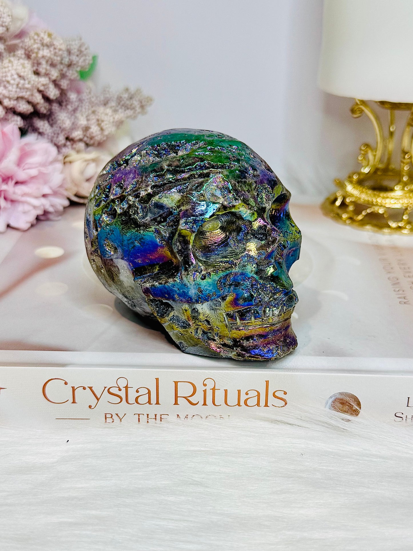 Large Druzy Aura Sphalerite Carved Skull 8cm 425g
