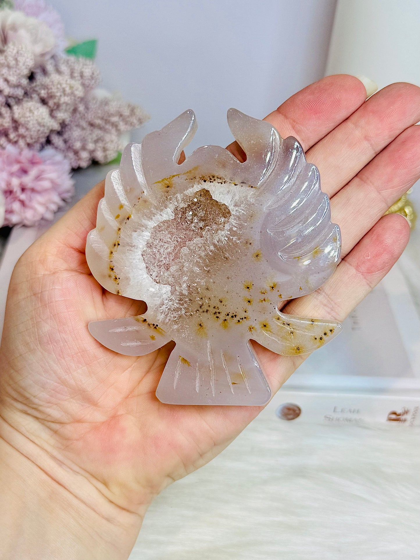 Druzy Agate Carved Angel 9cm