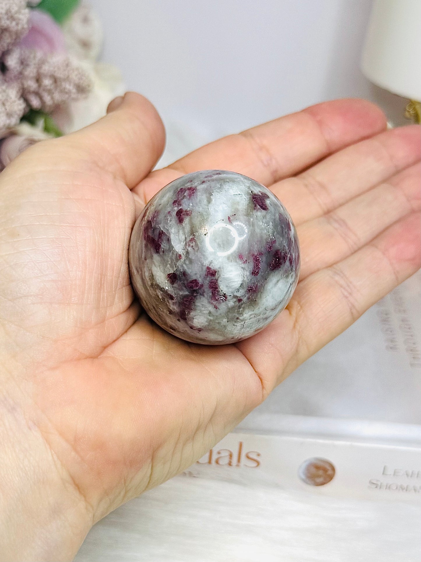 Pink Tourmaline Sphere on Stand 105g