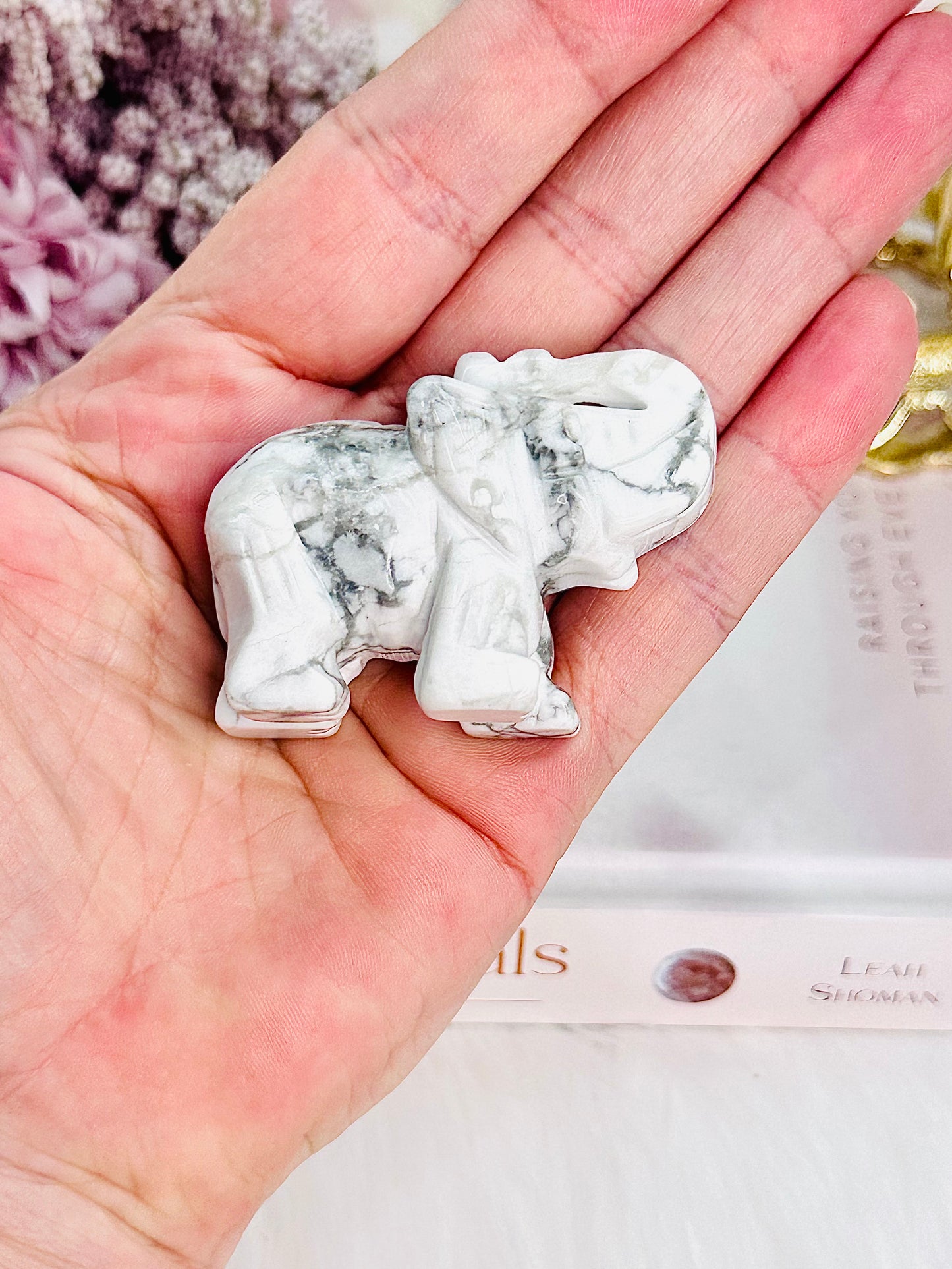 Beautiful Howlite Carved Elephant