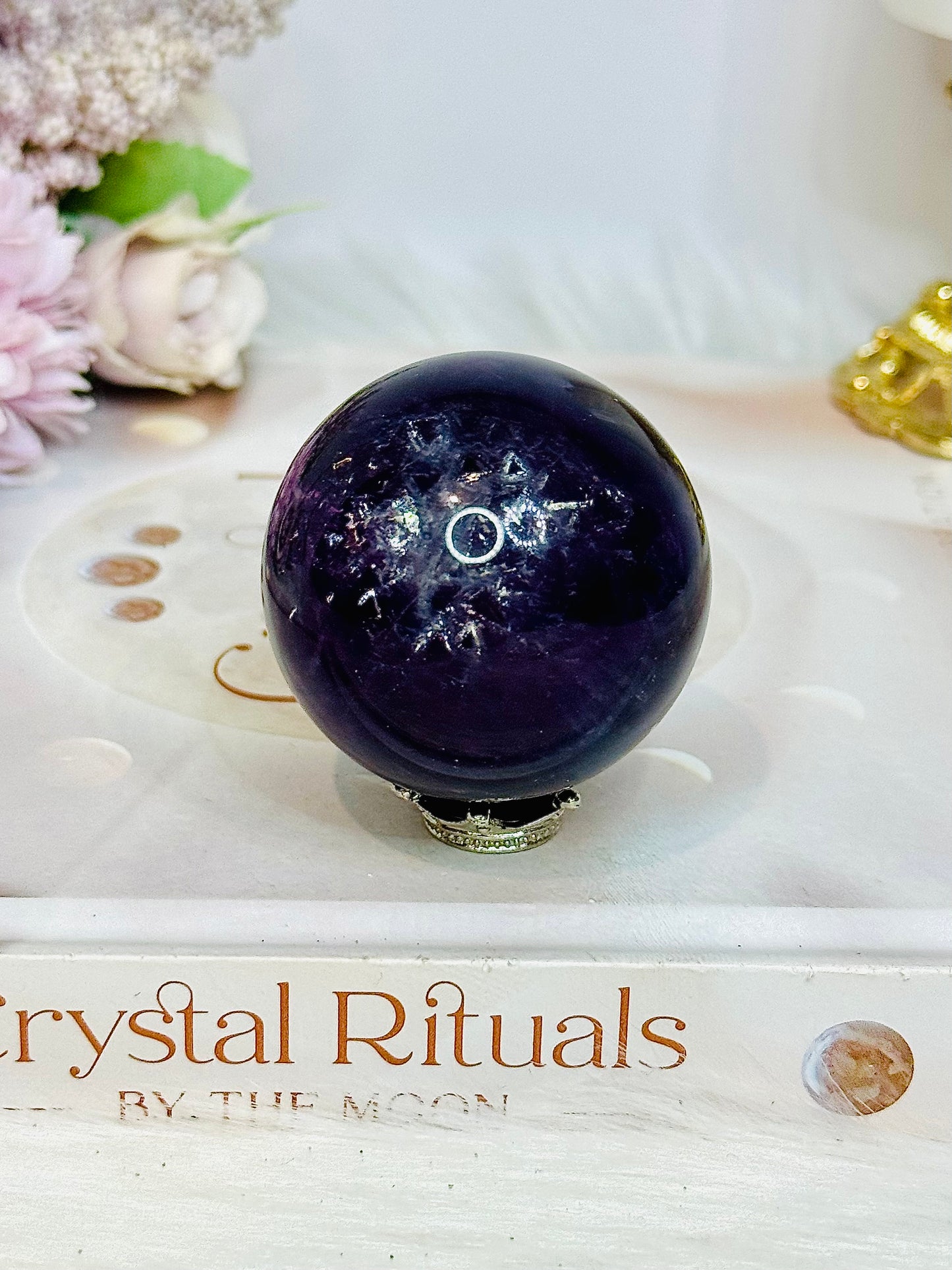 High Grade Purple Fluorite Sphere On Stand 189g