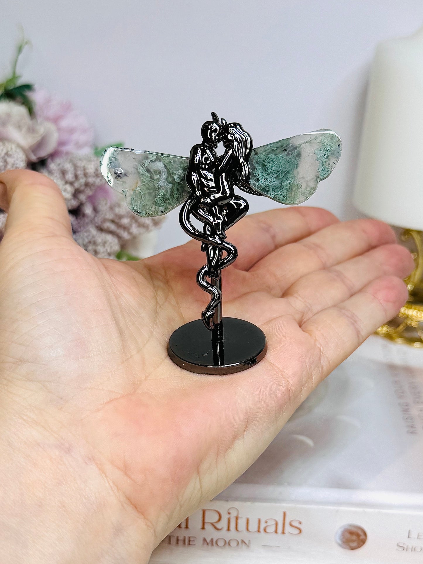 Moss Agate Angel | Devil Wings 7cm