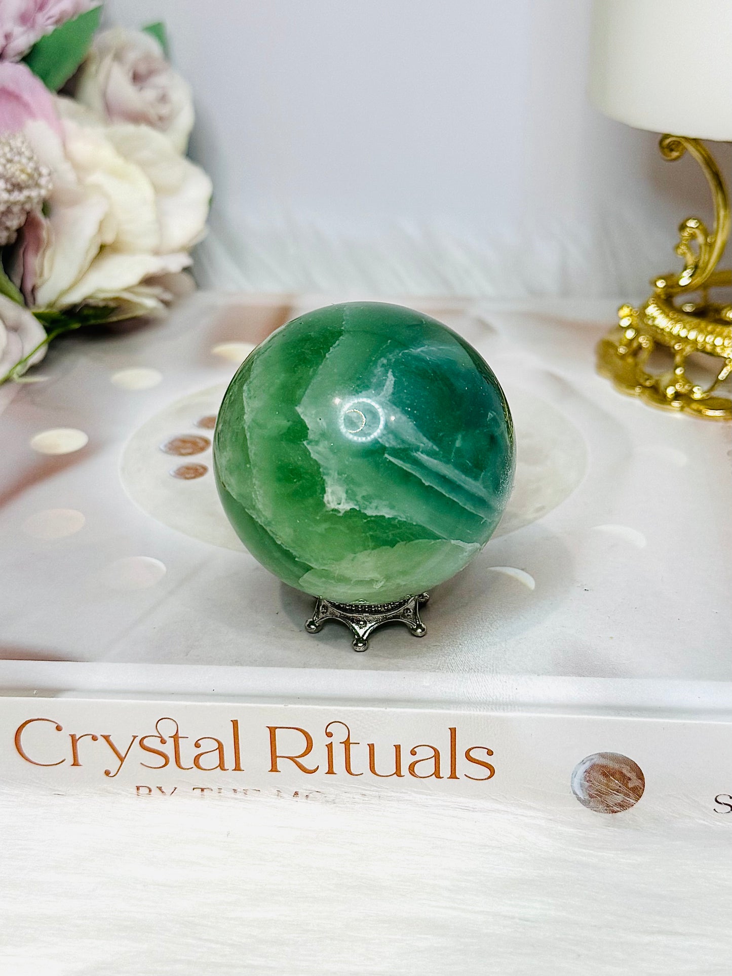 Green Fluorite Sphere on Stand 6cm