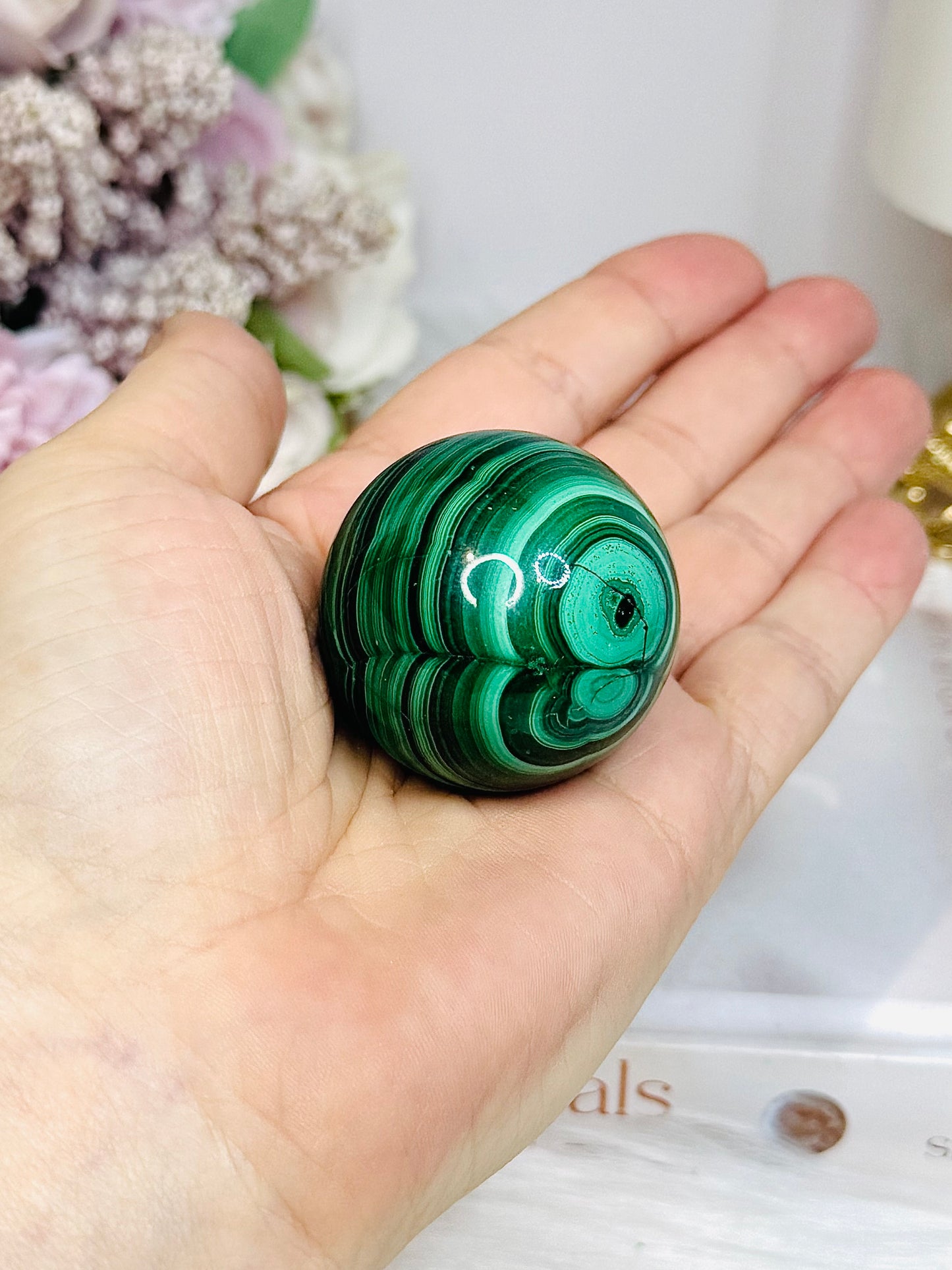 Natural Malachite Sphere on Stand 125g