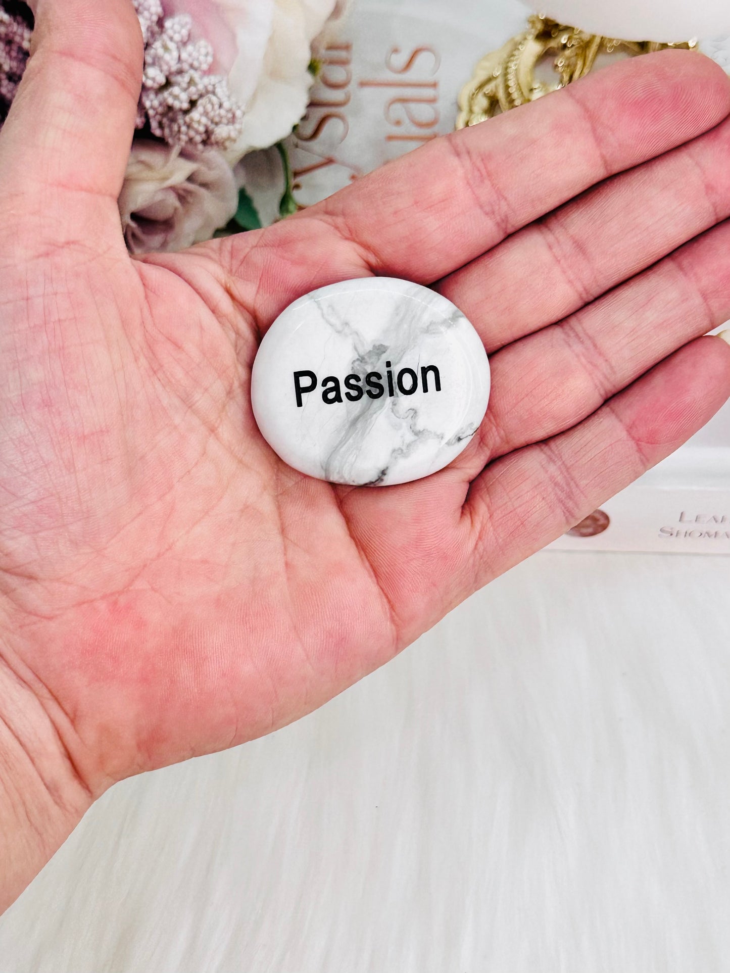 ‘PASSION’ Howlite worry stone