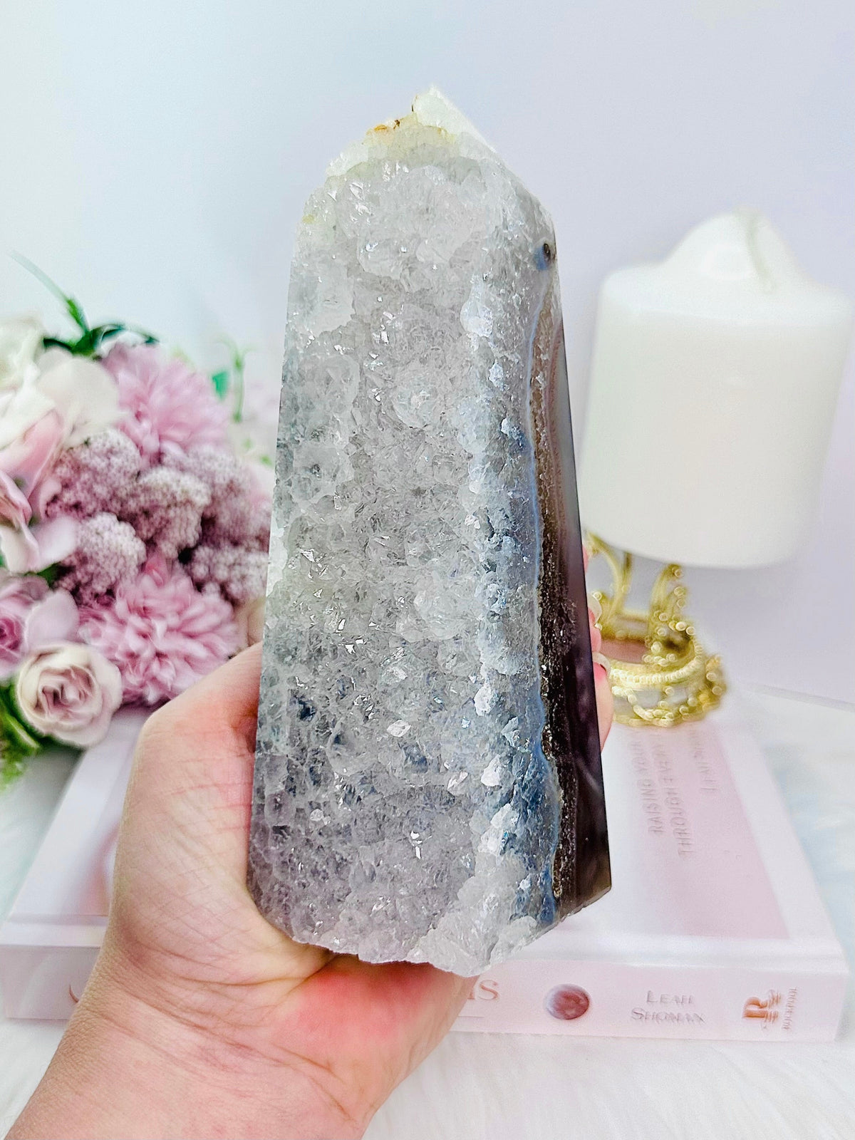 Large Druzy Agate Tower | Obelisk 750g 17cm