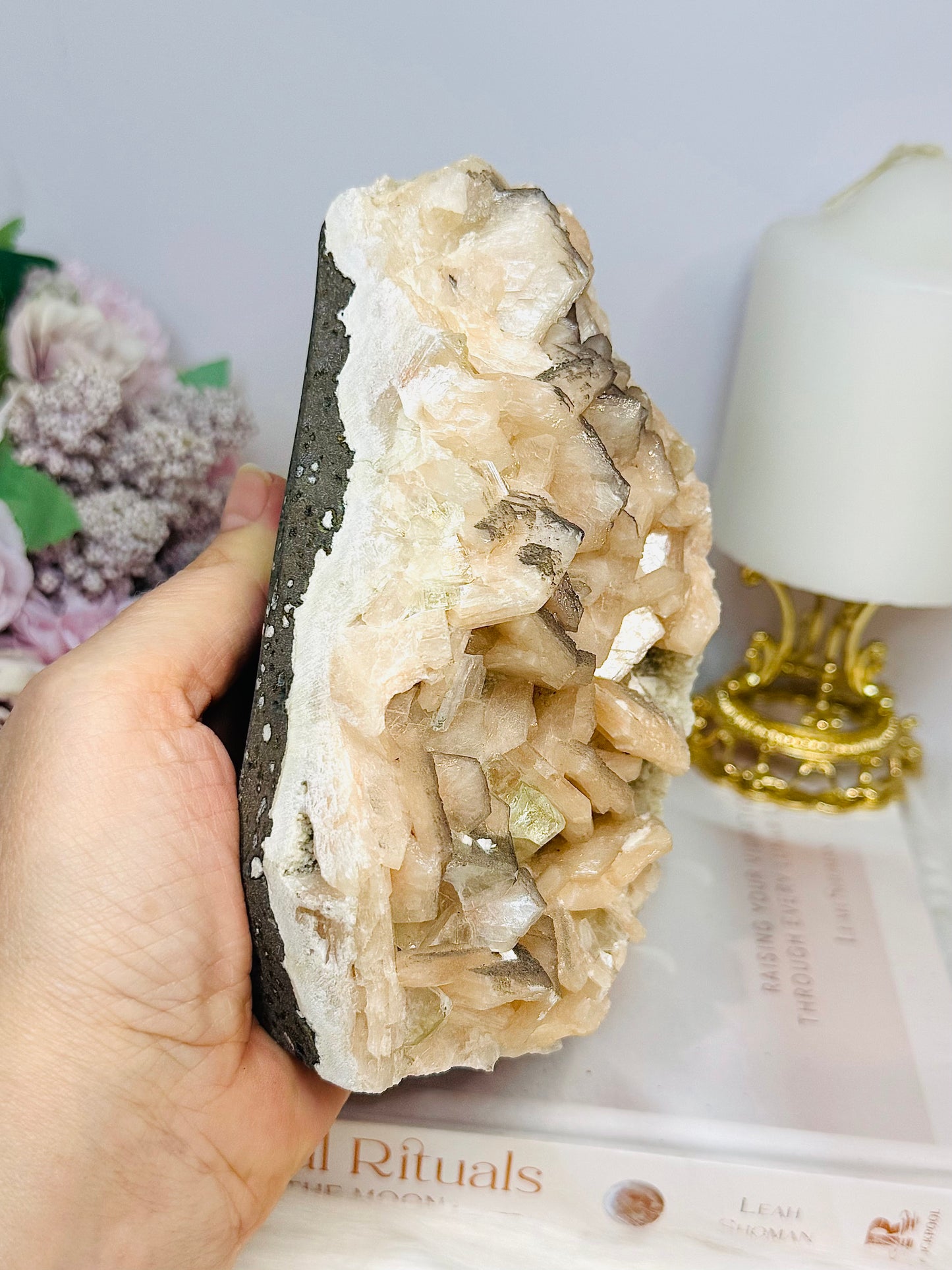 Large Natural Apophyllite X Calcite Freeform 855g 14cm