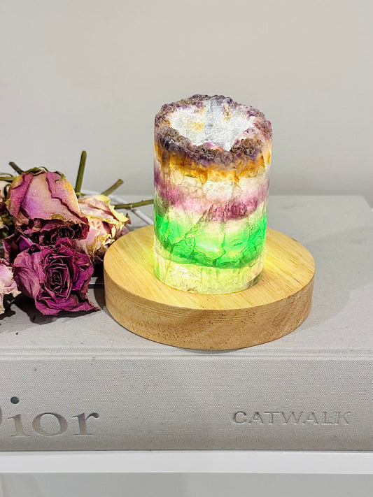 Beautiful 8cm Colourful Fluorite Lamp on Light Stand