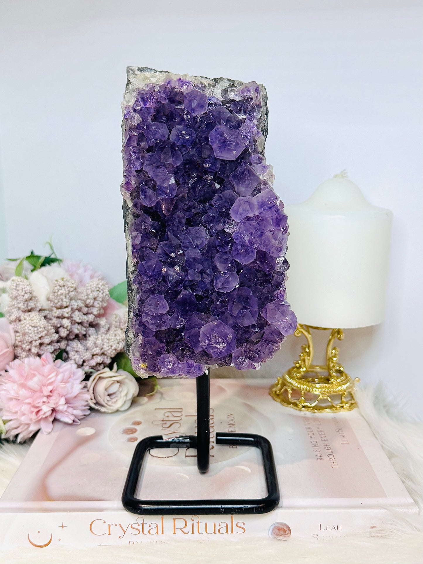 Large Amethyst Cluster Slab On Stand 21cm